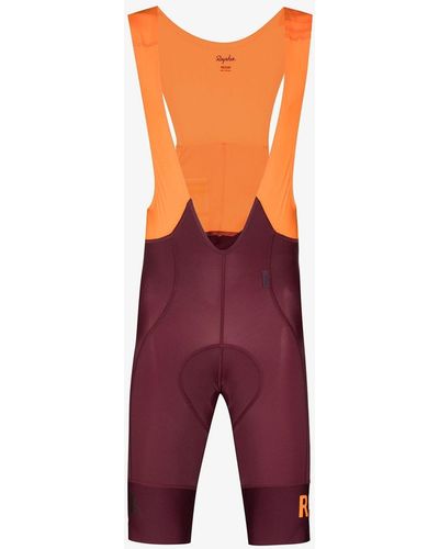 Rapha Red And Pro Team Ii Cycling Bib Shorts - Orange