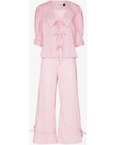RIXO London Odessa Striped Pajamas - Pink