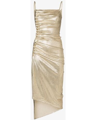 Rabanne Asymmetric Pleated Dress - Women's - Polyester/spandex/elastane/viscose - Metallic