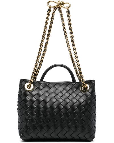 Bottega Veneta Intrecciato Leather Two-way Handbag - Black