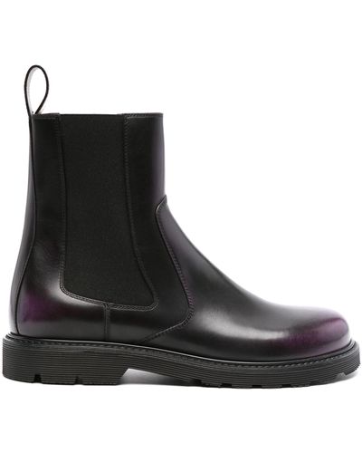 Loewe Purple Blaze Leather Ankle Boots - Black