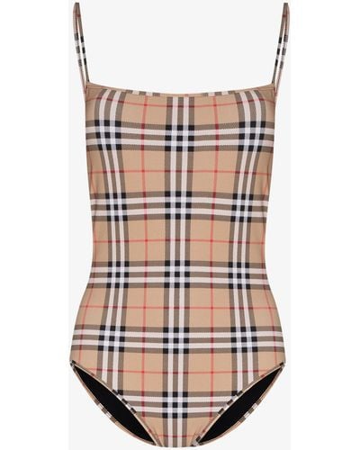 Burberry Checked Swimsuit - Natural
