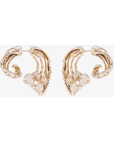 Bibi Van Der Velden 18k White Wave Large Diamond Earrings - Metallic