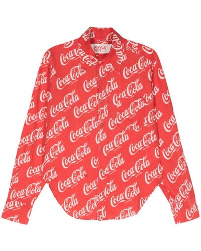 ERL X Coca-cola Logo-print Shirt - Unisex - Linen/flax/cotton - Red