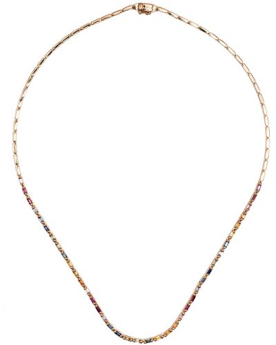 Suzanne Kalan 18k Rose Linear Rainbow Sapphire Tennis Necklace - Natural