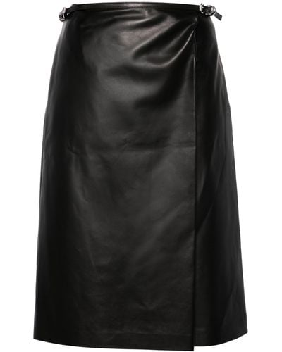 Givenchy Voyou Leather Wrap Skirt - Women's - Lamb Skin/viscose/polyester - Black
