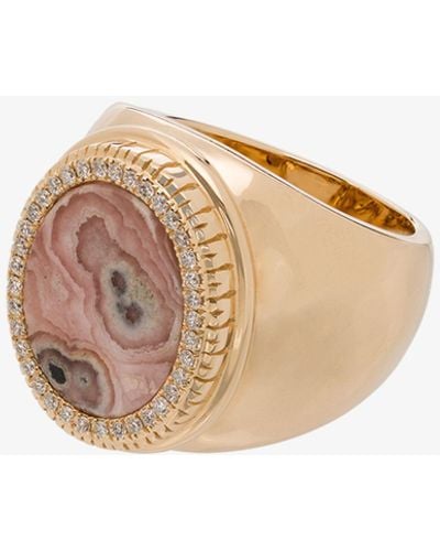 O Thongthai 14k Yellow Rhodochrosite Diamond Ring - Women's - Diamond/rhodochrosite/14kt Yellow - Metallic