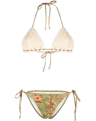 Zimmermann Junie Crochet Triangle Bikini - Metallic