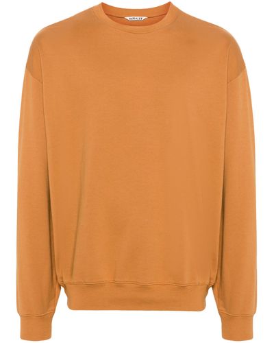AURALEE Long Sleeve Cotton Sweatshirt - Orange