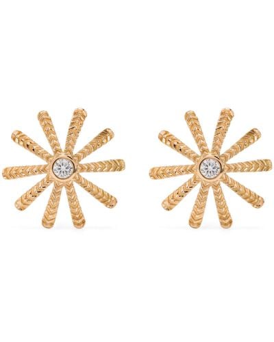 Harwell Godfrey 18k Yellow Tiny Sunflower Diamond Stud Earrings - Women's - 18kt Yellow /diamond - Metallic