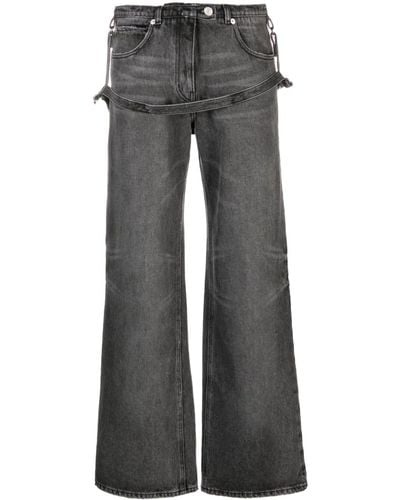 Courreges One Strap Stonewashed Jeans - Gray