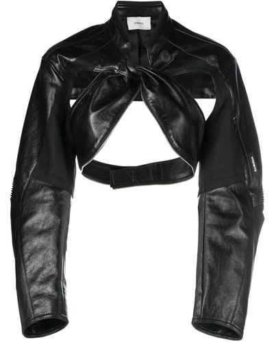 Coperni Cut-out Cropped Biker Jacket - Women's - Polyurethane/polyester/viscose - Black