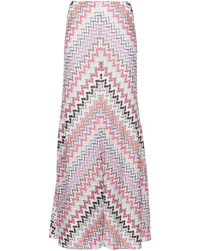 Missoni Zigzag Pattern Long Skirt - White