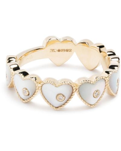 Yvonne Léon 9k Yellow Alliance Multi Coeur Diamond Ring - White
