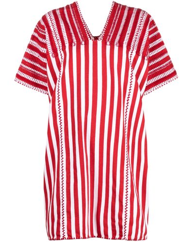 Pippa Holt Embroide Striped Kaftan Dress - Women's - Cotton - Red