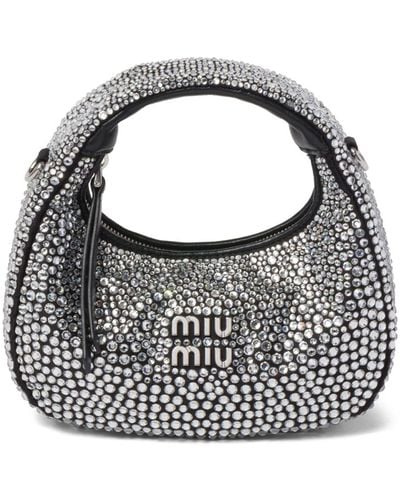 Miu Miu Wander Crystal-embellished Shoulder Bag - Blue