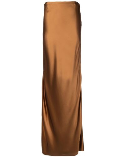 Saint Laurent Silk Floor-length Skirt - Brown