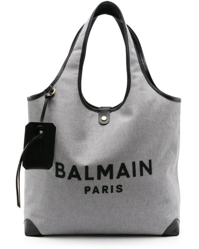 Balmain B-army Canvas Tote Bag - Gray