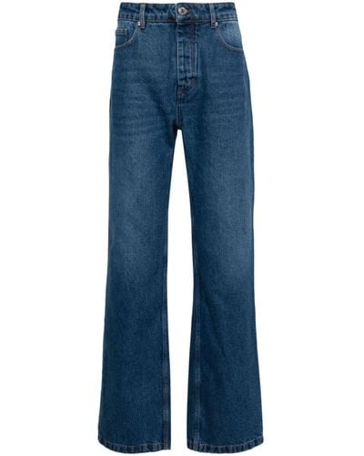 Ami Paris Blue Mid-rise Straight-leg Jeans - Unisex - Cotton