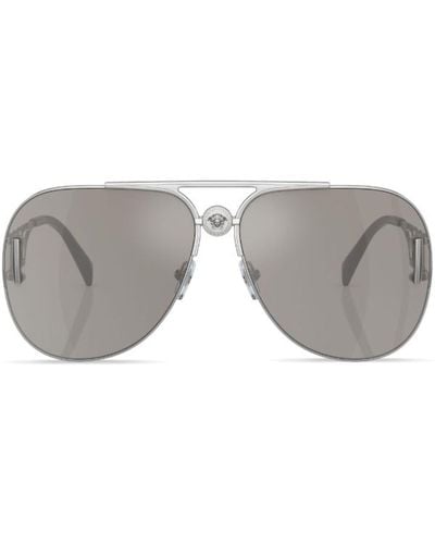 Versace -tone Medusa biggie Pilot-frame Sunglasses - Unisex - Metal - Gray