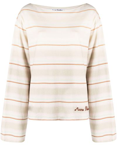 Acne Studios Beige Enos Striped Long Sleeve T-shirt - Women's - Cotton - Natural