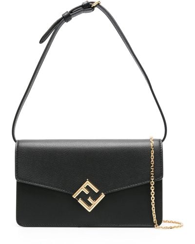 Fendi X Stefano Pilati Ff Diamonds Leather Clutch Bag - Women's - Calf Leather - Black