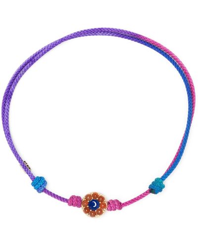 Luis Morais 14k Yellow Evil Eye Cord Bracelet - Women's - Fabric/coral/14kt - Blue