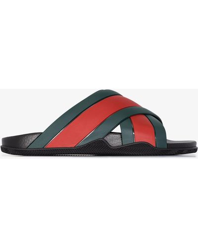 Gucci And Red Web Stripe Sandals