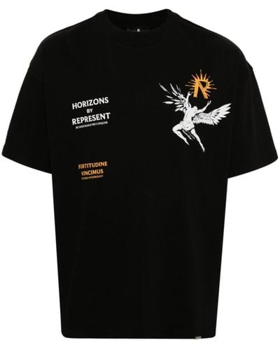 Represent Icarus Print Cotton T-shirt - Black