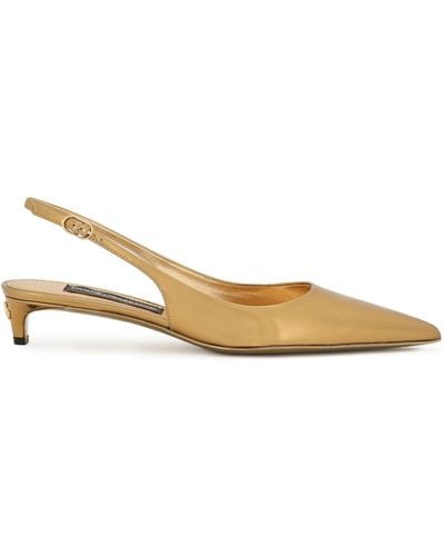 Dolce & Gabbana Lollo 30mm Leather Court Shoes - Natural
