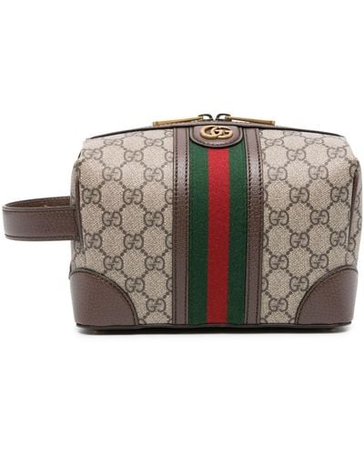 Gucci GG Supreme Leather Wash Bag - Brown
