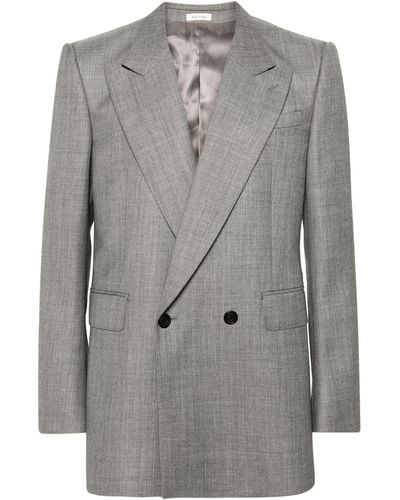 Alexander McQueen Grey Double-breasted Wool Blazer - Men's - Cupro/wool/viscose/cotton