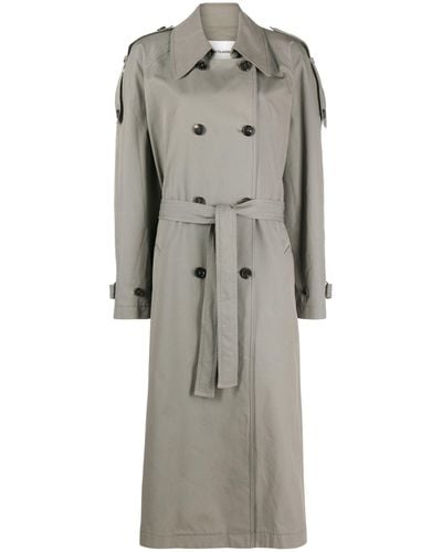 Low Classic Gray Double Breasted Trench Coat