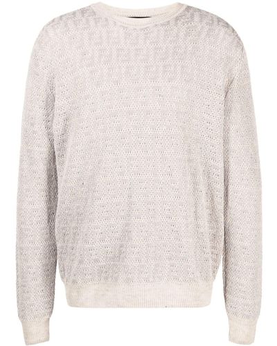 Fendi Ff-jacquard Sweater - White
