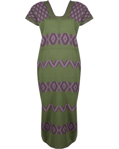Pippa Holt Graphic-print Paneled Midi Dress - Green
