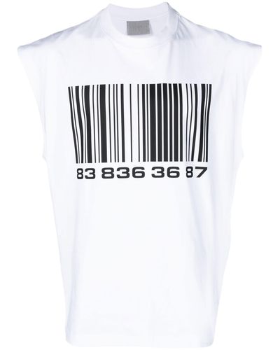 Vetements Barcode-print Sleeveless T-shirt - White