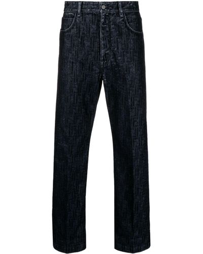 Fendi Ff-motif Blocked Jeans - Men's - Cotton/polyester - Blue