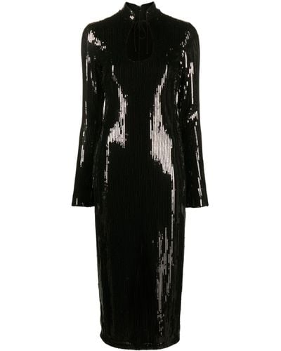 De La Vali Lazarus Sequined Midi Dress - Black