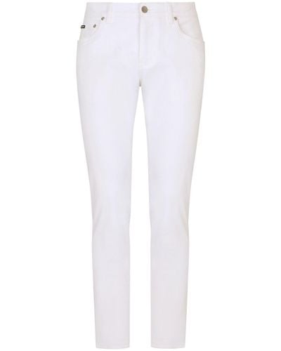 Dolce & Gabbana Slim Jeans With Logo Plaque - White