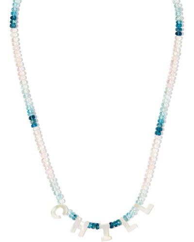 Roxanne First 9k Yellow Chill Aquamarine And Mother-of-pearl Necklace - Women's - 14kt Yellow /aquamarine/mother Of Pearl - Metallic
