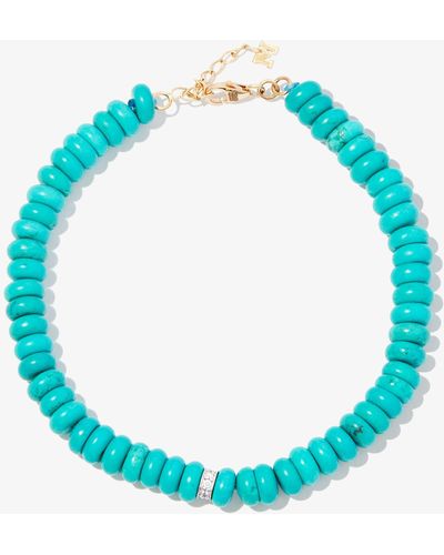 Mateo 14k Yellow Turquoise Diamond Beaded Bracelet - Blue