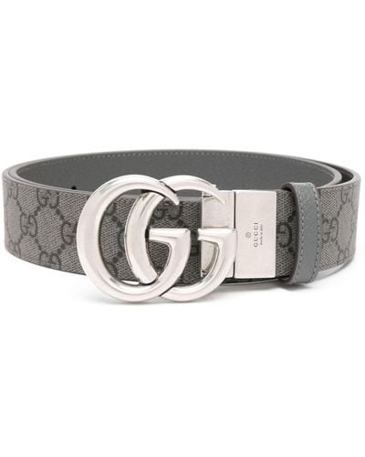 Gucci Interlocking-g Buckle-fastening Belt - Gray