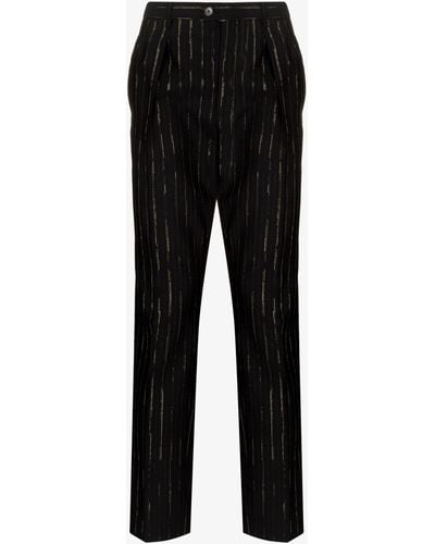 Saint Laurent Pinstripe Wool Pants - Men's - Silk/viscose - Black