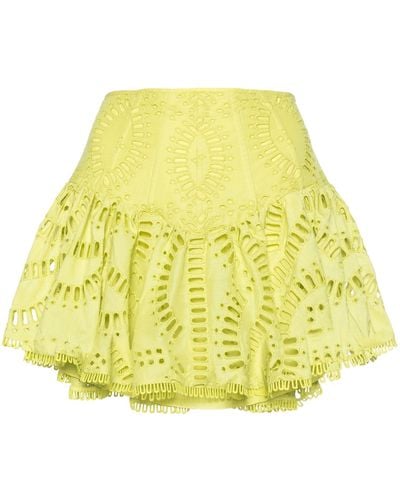 Charo Ruiz Green Favik Broderie Anglaise Mini Skirt - Yellow