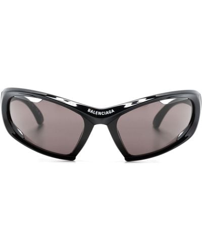 Balenciaga Uni Dynamo Wrap Oval-frame Sunglasses - Gray