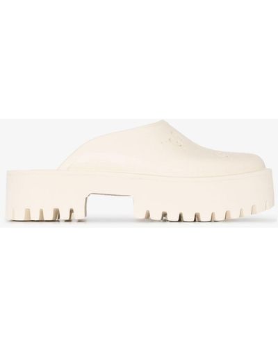 Gucci Perforated gg Platform Mules - White