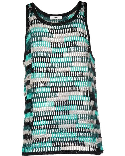 Commas Crochet Tank Top - Blue