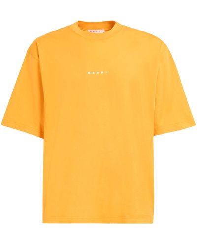 Marni Logo-print Cotton T-shirt - Yellow