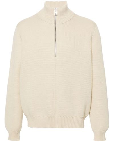 Bottega Veneta Beige Half-zip Wool Sweater - White