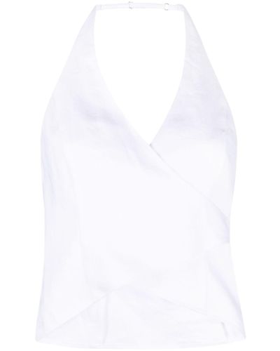 Reformation Raven Halterneck Linen Top - White